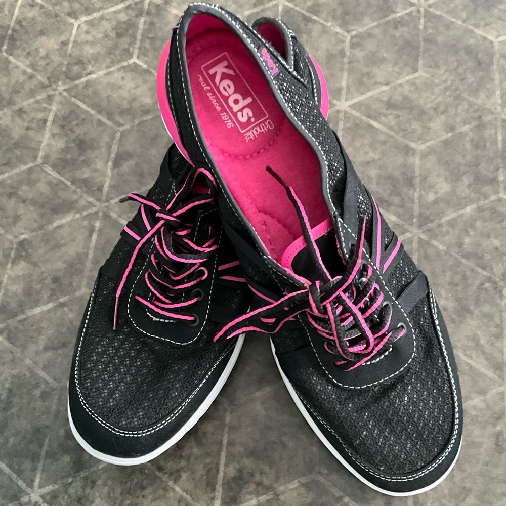 Keds Black/Pink Ortholite Comfy Lightweight Lace Up Low Top Sneakers Size 11